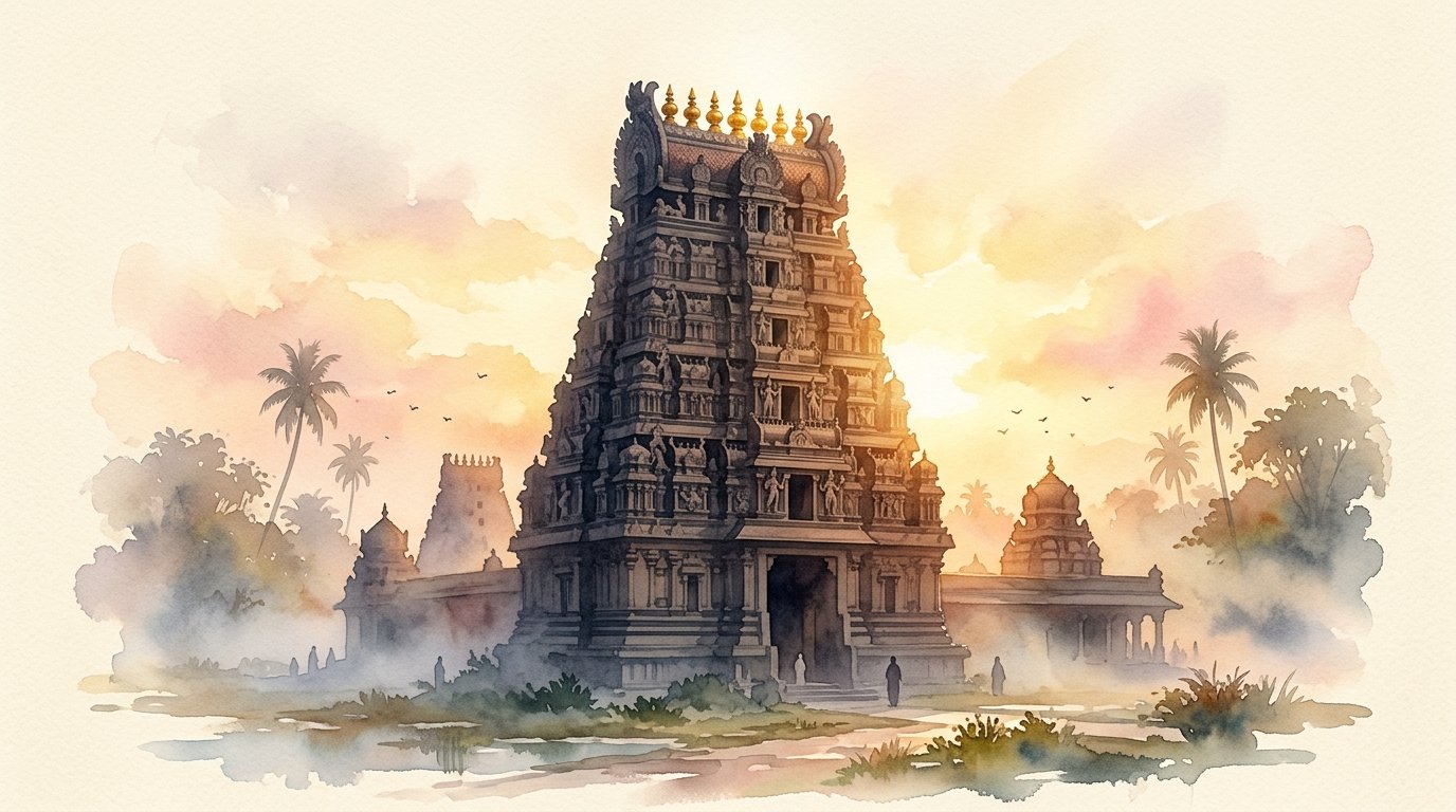 Sacred Dravidian Hindu Kovil at Golden Sunrise